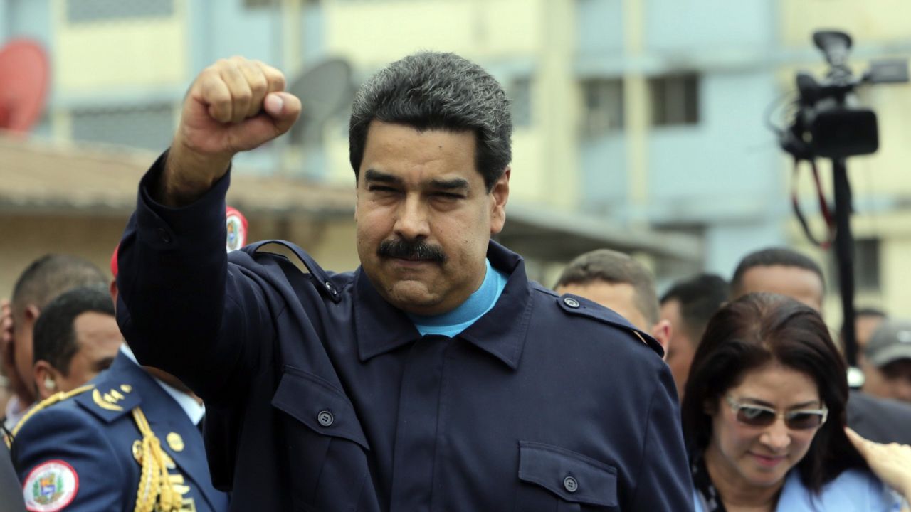 Venezuelan President Nicolas Maduro gestures after giving a speech in Panama City in 2015.