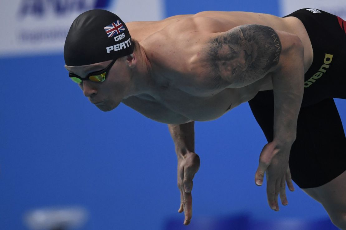 Peaty set a new world record in a heat of the men's 50m breaststroke Tuesday.