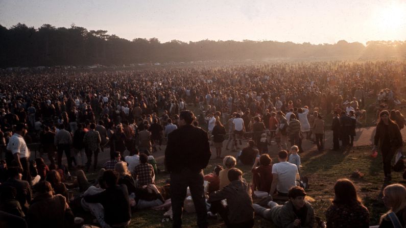 <strong>The Be-In audience at sunset: </strong>The event drew more than 20,000 people to the Polo Grounds in Golden Gate Park. There was so much attention about what was going on in the Haight that a group calling themselves the "Council for the Summer of Love" formed to plan for the hordes of young people they expected to join the party once schools let out that spring. That's when the term "Summer of Love" was born. This photo was shot by Erik Weber.