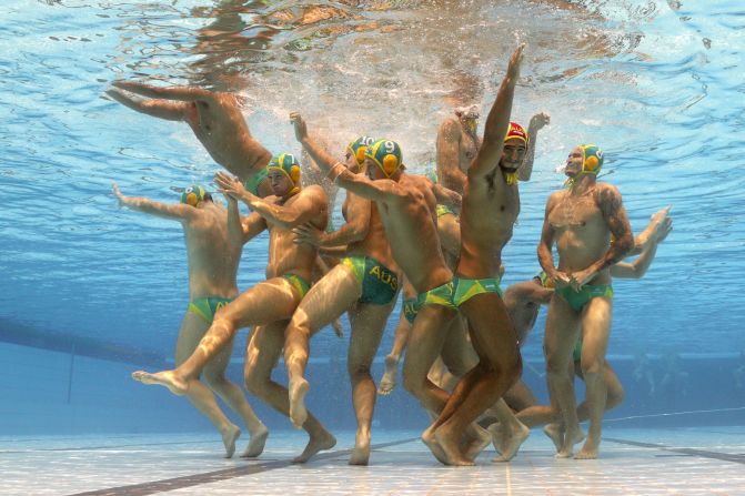 Water polo has been described as like "rugby in the water," with Hungarian player Ádám Decker <a href="index.php?page=&url=http%3A%2F%2Fedition.cnn.com%2F2017%2F07%2F13%2Fsport%2Fwater-polo-hungary-fina-world-aquatic-championships%2Findex.html">telling CNN:</a> "We always hold the enemy, punch and kick." Here the Australia team huddle in this year's world championships.