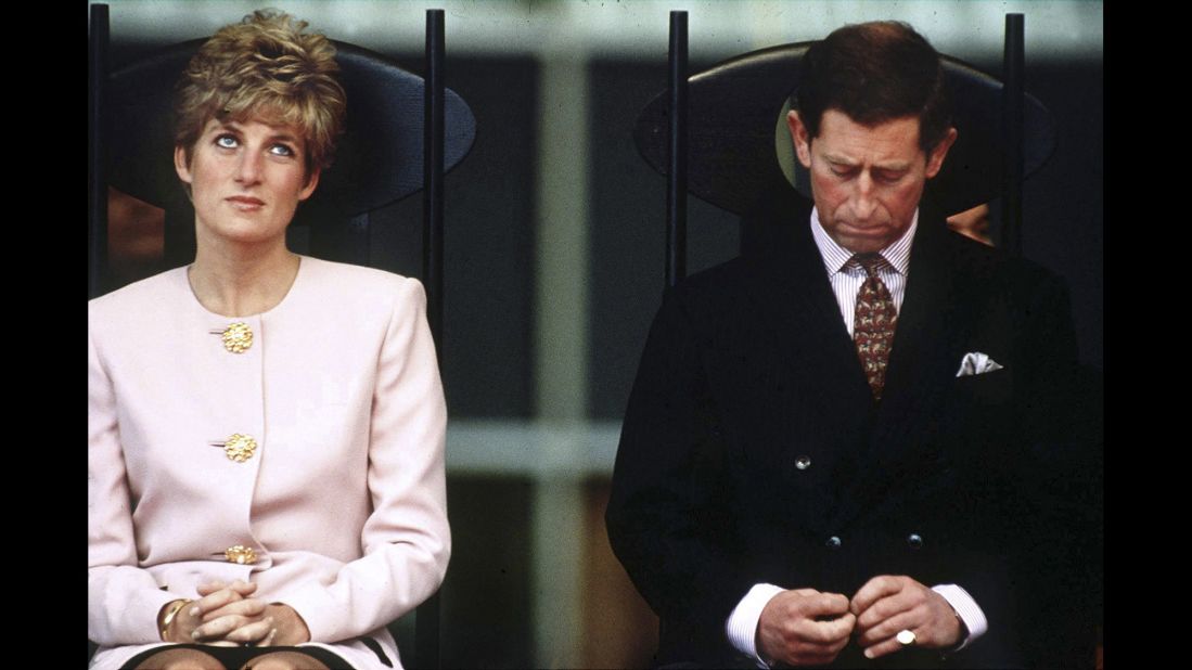 Diana and Charles sit together during a royal tour of Toronto in October 1991.