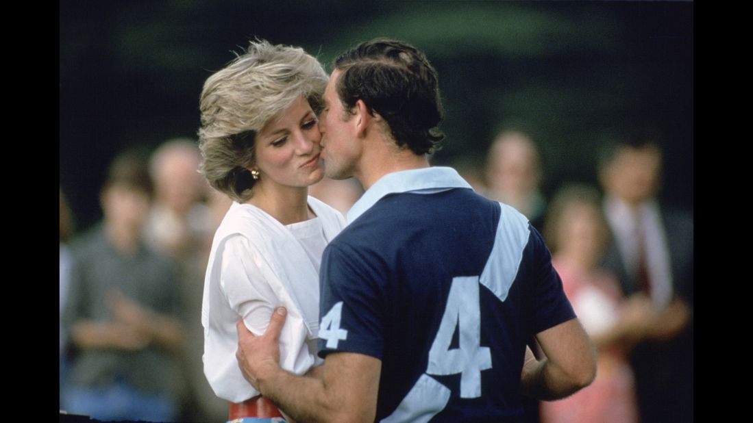 Charles kisses his wife after a polo match in Cirencester, England, in June 1985.