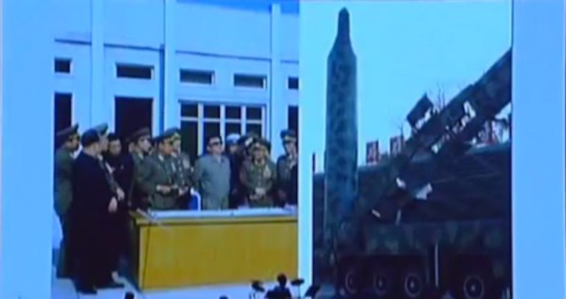 Former North Korean leader Kim Jong Il seen with other military figures.