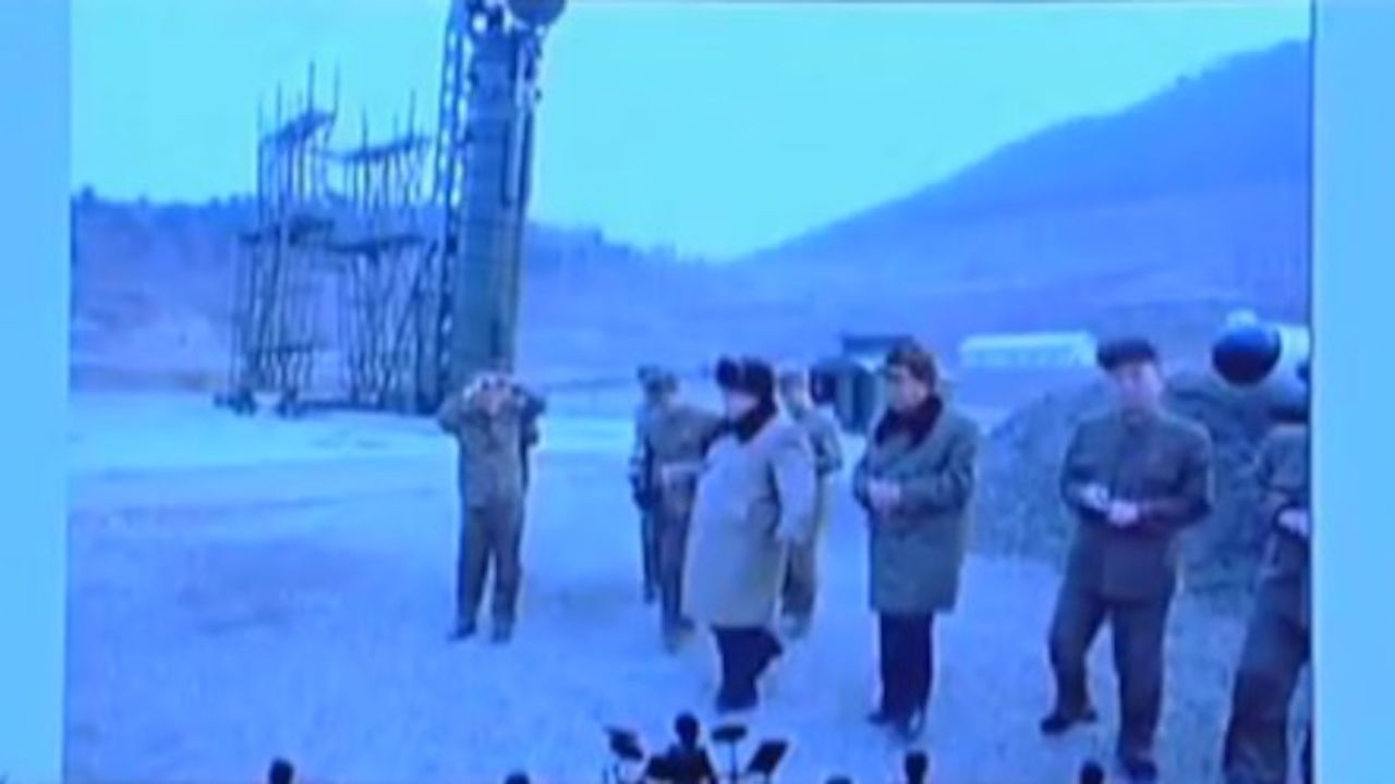 Kim Jong Un at the Sinpo South Naval Shipyard's ejection test stand. 