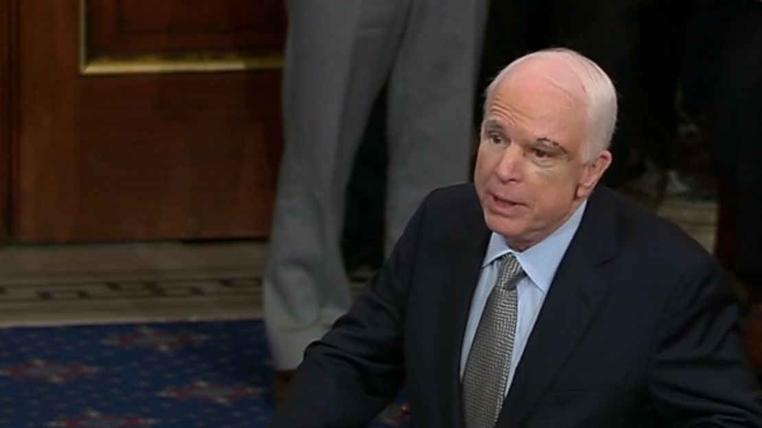 Sen. John McCain arrived to the Senate chamber  with a visible scar above his eye.