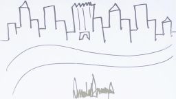 President Trump's drawing of the New York City skyline. Courtesy of Nate D. Sanders Auctions.