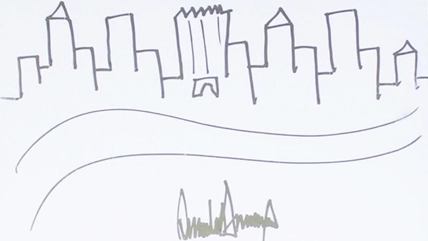 President Trump's drawing of the New York City skyline. Courtesy of Nate D. Sanders Auctions.