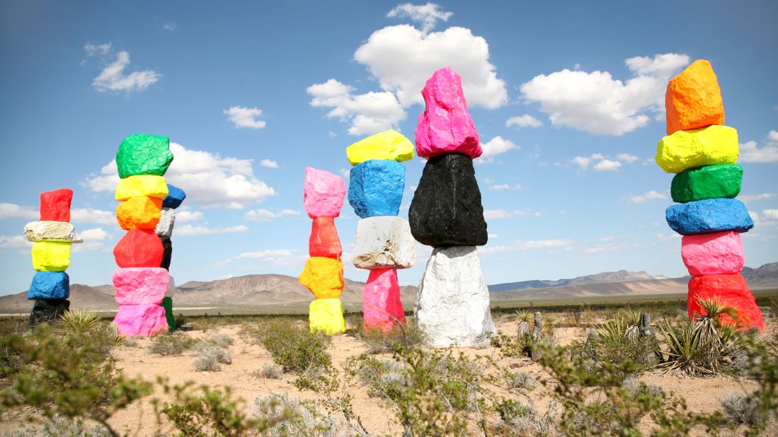 <strong>Seven Magic Mountains: </strong>These rainbow-colored totems are Swiss artist Ugo Rondinone's impression of the human experience in the desert.