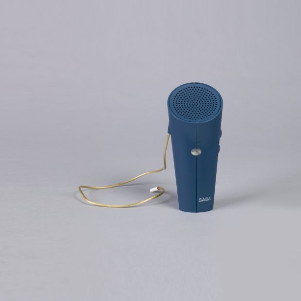 By the 1990s a radio had to be discreet and portable to compete in the post-Walkman market, as this conical, Philippe Starck-overseen device from 1994 shows. 