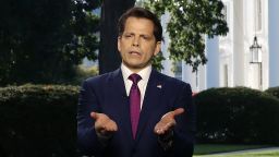 White House Communications Director Anthony Scaramucci speaks on a morning television show, from the north lawn of the White House on July 26, 2017 in Washington, DC.  