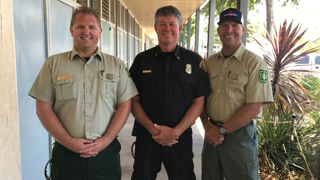 David Dahlberg and Steve Oaks, Santa Barbara County Fire Department, and Mark Von Tillow of the US Forest Service 