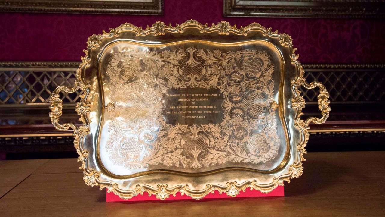 Ethiopian Emperor Haile Selassie presented this plate to the Queen when she visited in 1965.