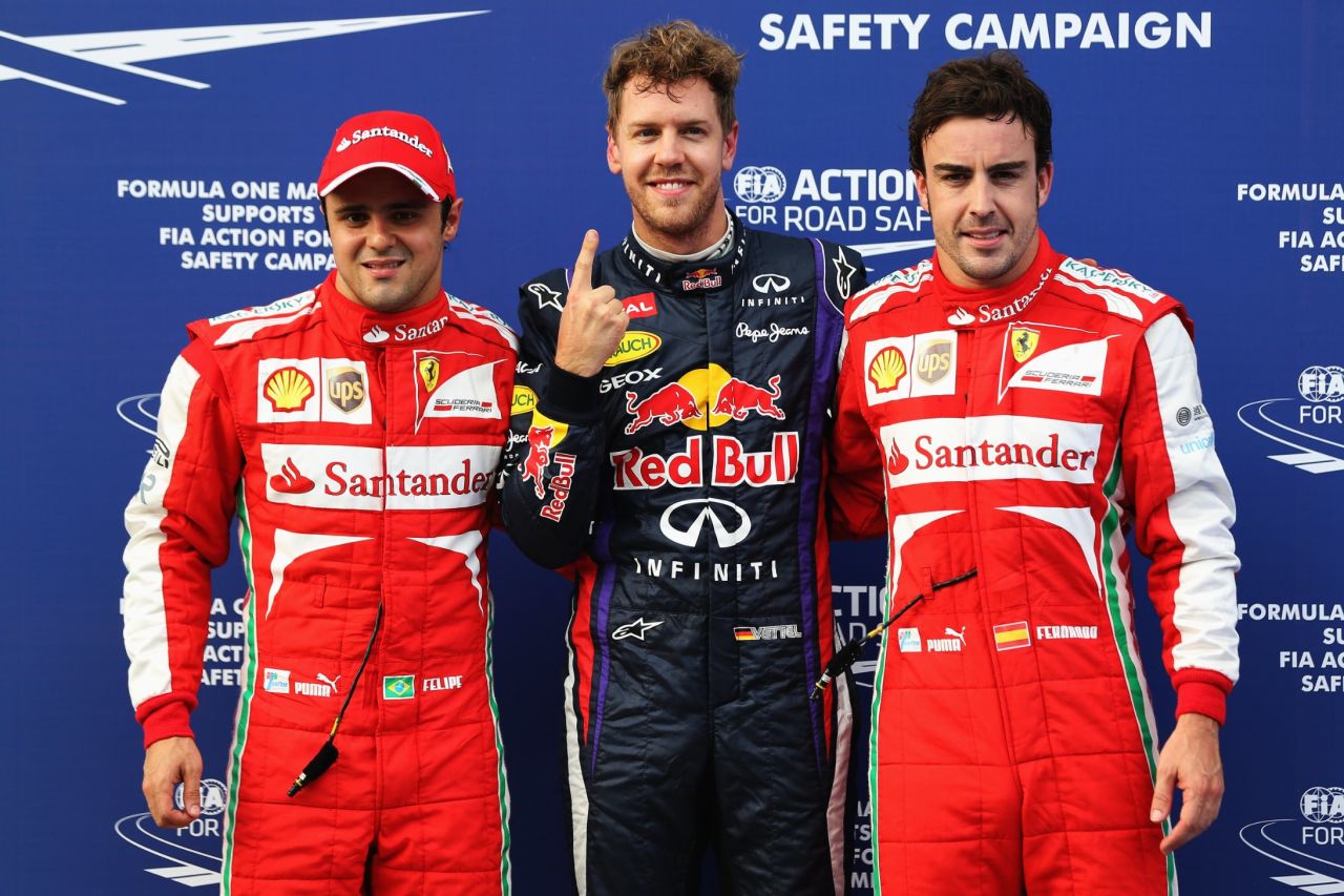 Despite numerous race wins, a championship victory continued to allude Alonso during his Ferrari days. He finished runner-up three times to Sebastian Vettel, then at Red Bull. 