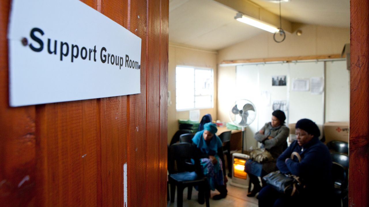 Stable patients diagnosed with the HIV virus meet at a clinic in Cape Town, South Africa.