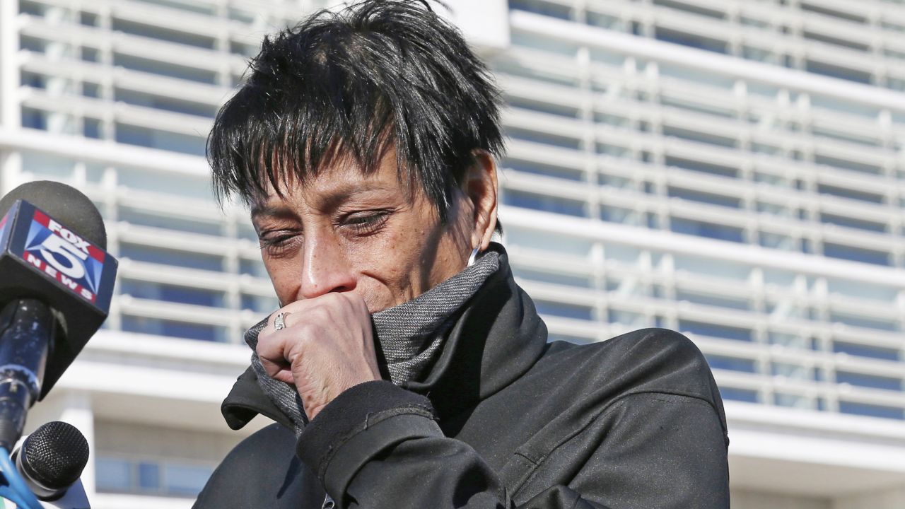 Evelyn Rodriguez, mother of Kayla Cuevas, 16, who was brutally slain last year -- allegedly by members of MS-13 -- weeps outside a courthouse in Central Islip in March. 