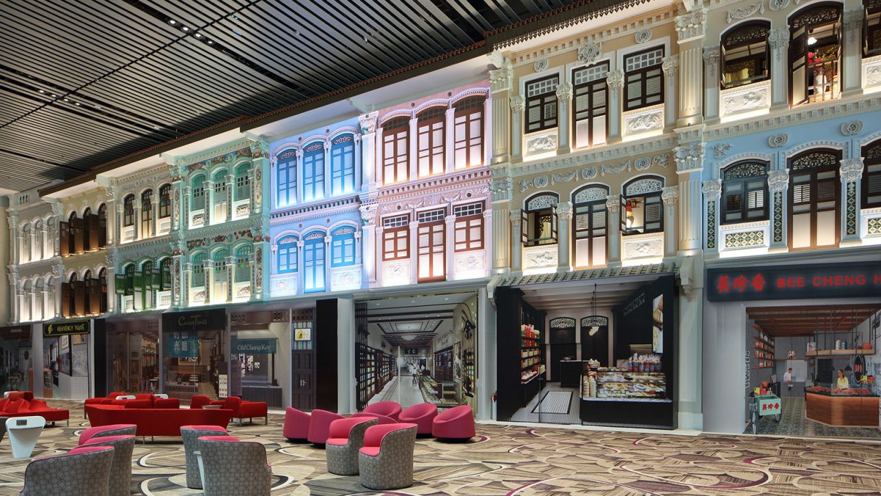 <strong>Heritage Zone: </strong>The terminal's Heritage Zone features a mural depicting the architectural evolution of Singapore's iconic shophouses (from the 1800s to the 1950s).