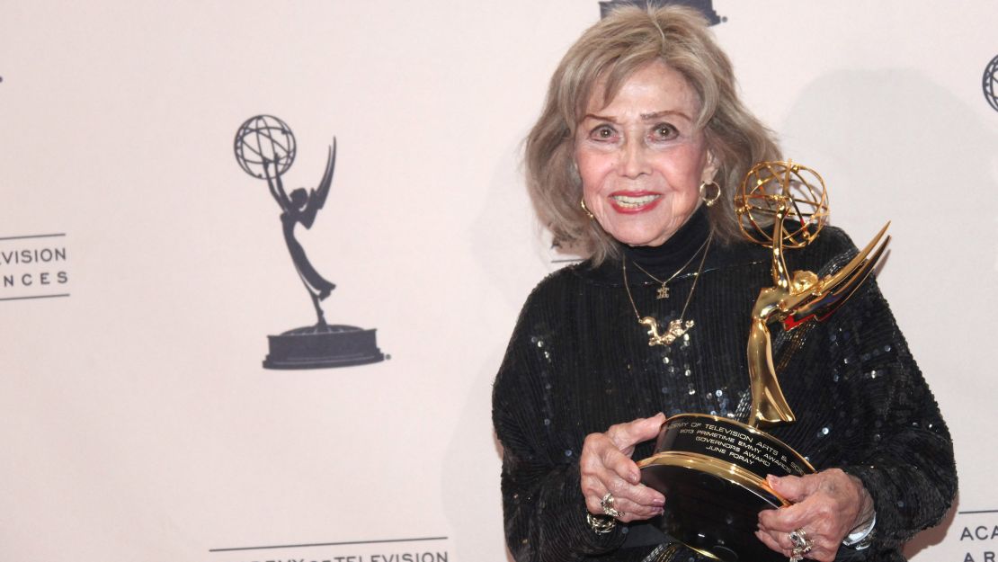 June Foray, at the Emmy Awards ceremony in 2013.