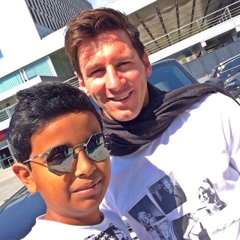 Belhasa and footballer Lionel Messi. The teenager's Instagram feed is full of selfies with stars passing through Dubai. But the who's-who is missing one name: Michael Jordan, Belhasa's hero and the name attached to some of his most prized sneakers.