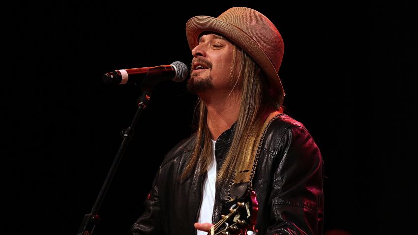 ROYAL OAK, MI - FEBRUARY 27:  Musician Kid Rock performs during a campaign rally for Republican presidential candidate and former Massachusetts Gov. Mitt Romney at the Royal Oak Theatre on February 27, 2012 in Royal Oak, Michigan. Michigan residents will go to the polls on February 28 to vote for their choice in the Republican presidential race.  (Photo by Justin Sullivan/Getty Images)