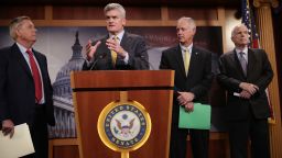Sen. Lindsey Graham, Sen. Bill Cassidy, Sen. Ron Johnson and Sen. John McCain hold a news conference to say they would not support a 'Skinny Repeal' of health care at the U.S. Capitol July 27, 2017 in Washington, DC. The Republican senators said they would not support any legislation to repeal and replace Obamacare unless it was guaranteed to go to conference with the House of Representatives. 