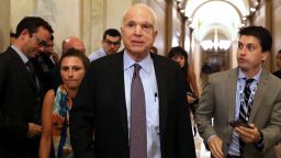 WASHINGTON, DC - JULY 28:  Sen. John McCain (R-AZ) leaves the the Senate chamber at the U.S. Capitol after voting on the GOP 'Skinny Repeal' health care bill on  July 28, 2017 in Washington, DC. Three Senate Republicans voted no to block a stripped-down, or 'Skinny Repeal,' version of Obamacare reform.  (Photo by Justin Sullivan/Getty Images)