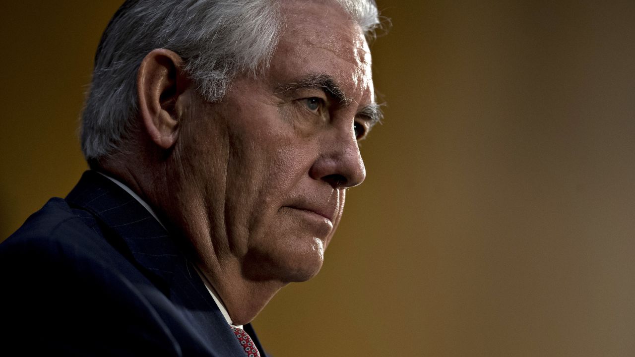 Rex Tillerson, former chief executive officer of Exxon Mobil Corp. and U.S. secretary of state nominee for president-elect Donald Trump, listens during a Senate Foreign Relations Committee confirmation hearing in Washington, D.C., U.S., on Wednesday, Jan. 11, 2017. Tillerson said Russia poses a danger to the U.S. and must be held accountable for its actions, a sharp departure from comments by Trump, who has called for a friendlier relationship with Russian President Vladimir Putin. Photographer: Andrew Harrer/Bloomberg via Getty Images