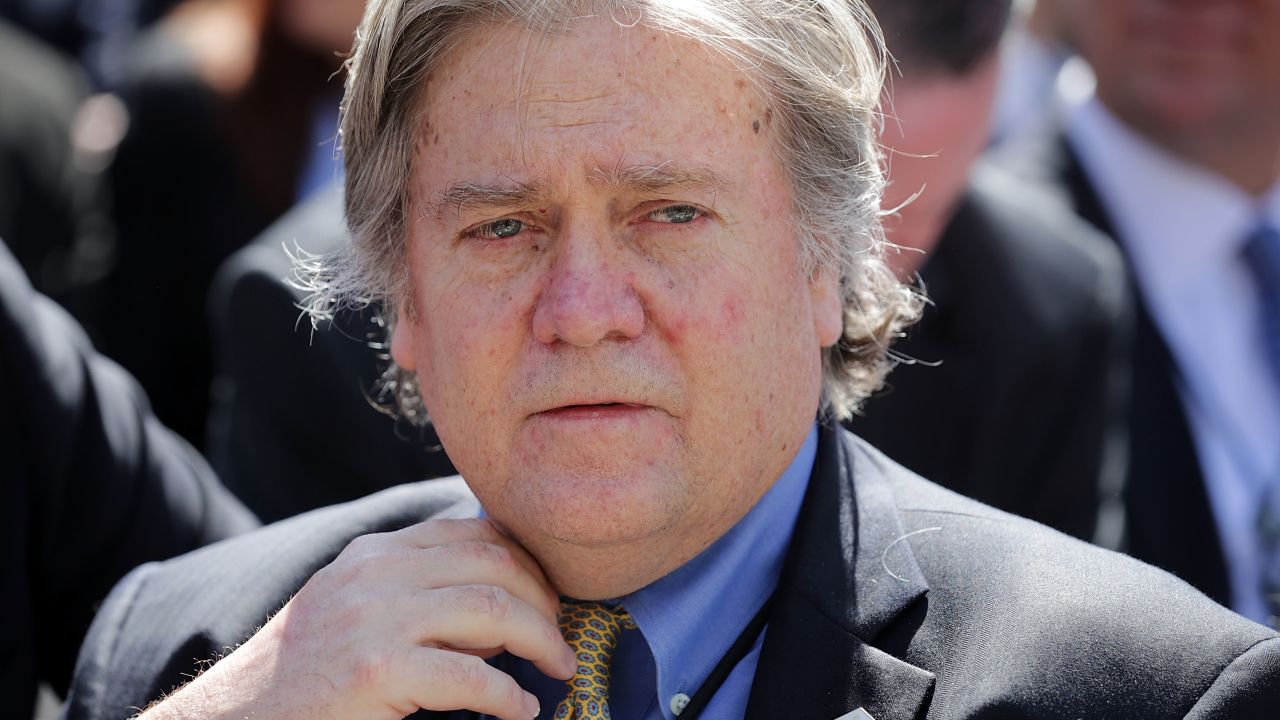 WASHINGTON, DC - APRIL 10:  White House Chief Strategist Steve Bannon attends a ceremony in the Rose Garden where Associate Justice Neil Gorsuch was administered the judicial oath at the White House April 10, 2017 in Washington, DC. Earlier in the day Gorsuch, 49, was sworn in as the 113th Associate Justice in a private ceremony at the Supreme Court.  (Photo by Chip Somodevilla/Getty Images)