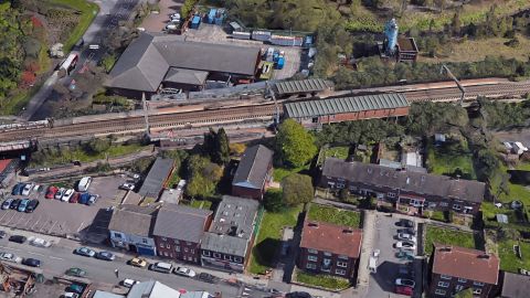 Bird's eye view of the Witton Station in Birmingham, England.