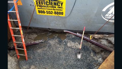 An underground transmission cable was cut in half after construction workers drove a steel casing into it on Thursday, July 27.