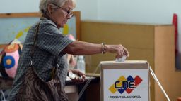 A woman casts her vote to elect a Constituent Assembly in Caracas on Sunday.
