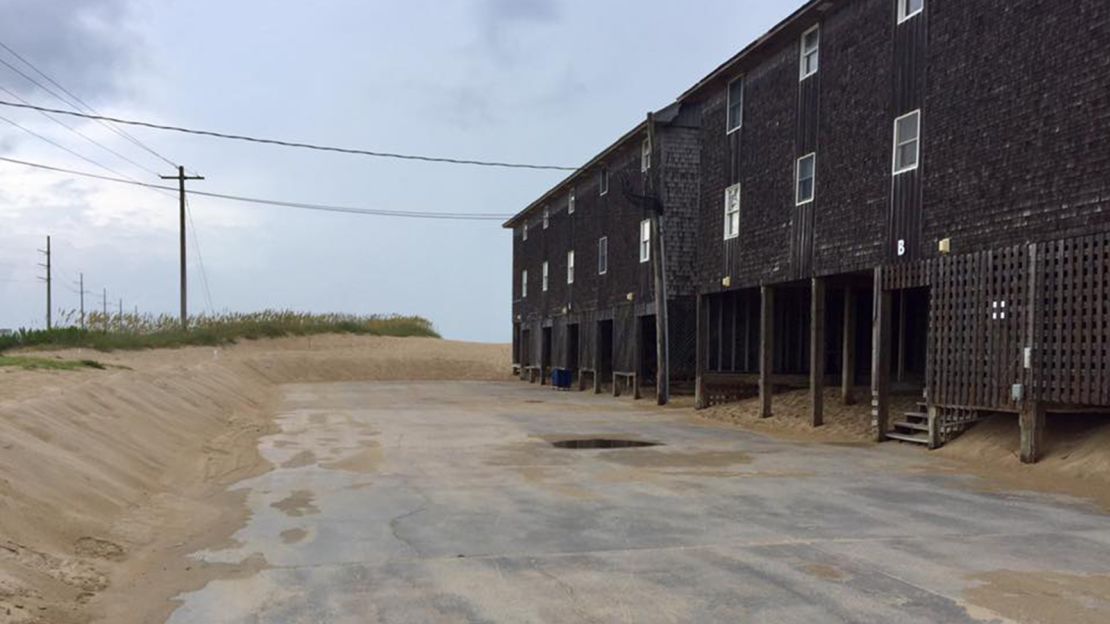 The parking lot was empty Monday at the Cape Hatteras Motel in Buxton.