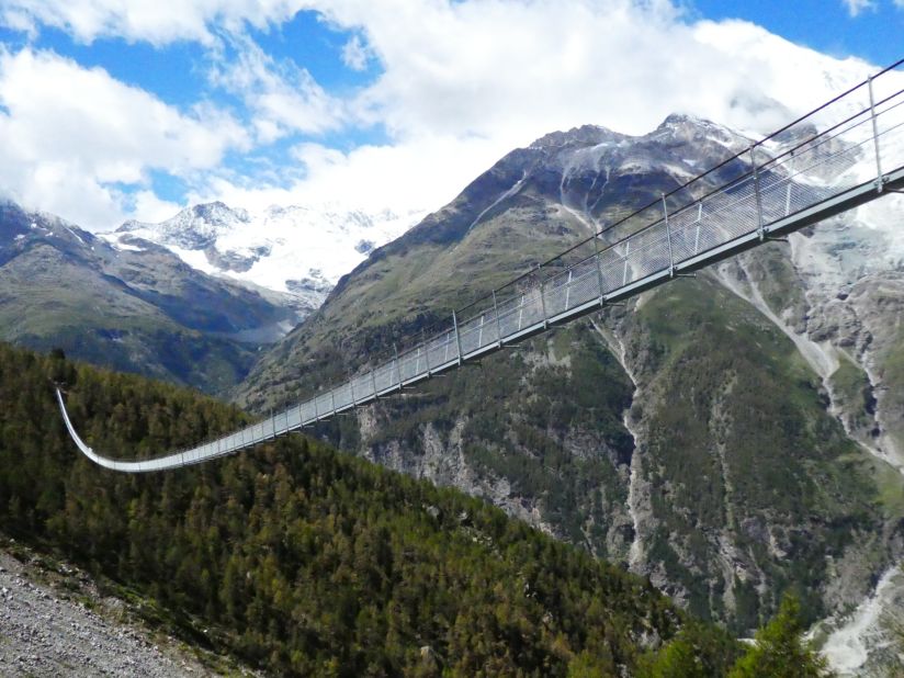 Measuring 1621 feet long, the newly opened Charles Kuonen Suspension Bridge is the world's longest pedestrian suspension bridge, according to Zermatt Tourism. 