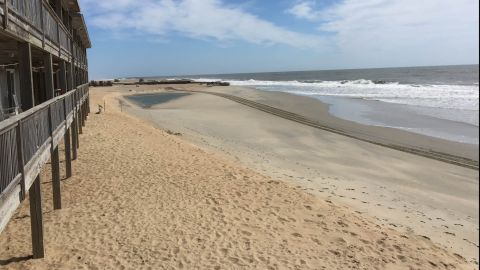 Deserted beach near the Cape Hatteras Motel in Buxton.
