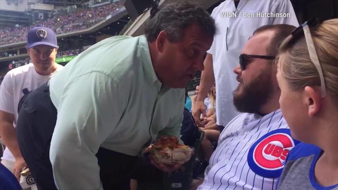 Chris Christie confronts heckling fan at baseball game