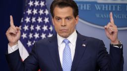 WASHINGTON, DC - JULY 21:  Anthony Scaramucci answers reporters' questions during the daily White House press briefing in the Brady Press Briefing Room at the White House July 21, 2017 in Washington, DC. White House Press Secretary Sean Spicer quit after it was announced that Trump hired Scaramucci, a Wall Street financier and longtime supporter, to the position of White House communications director.  (Photo by Chip Somodevilla/Getty Images)