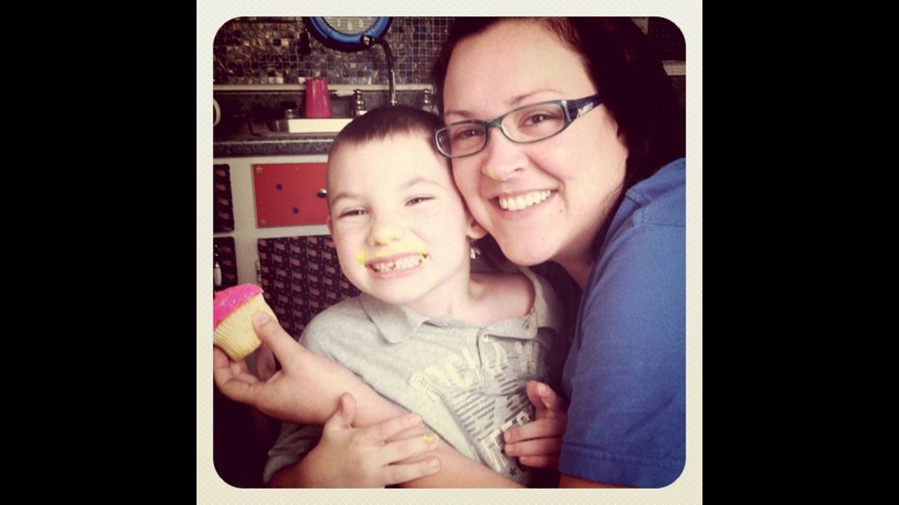 Kalib at 5 years old with Cyndi Swafford.