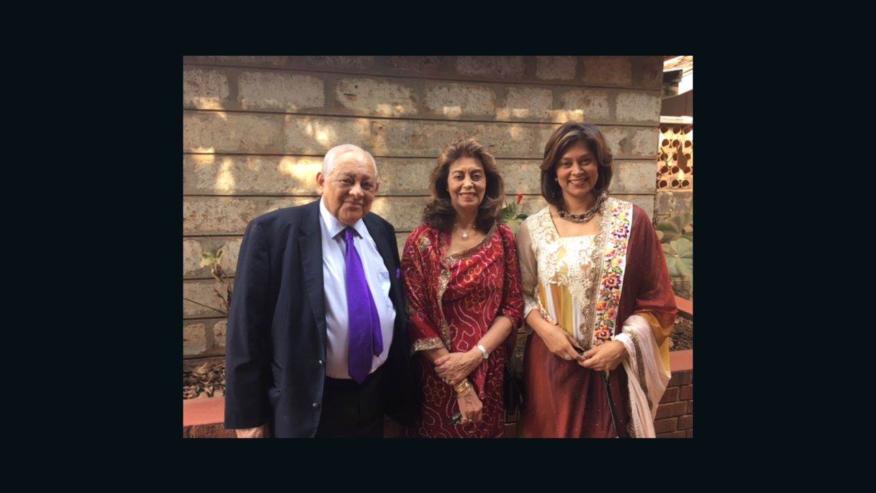 Zain Verjee, right, with her parents in Kenya.