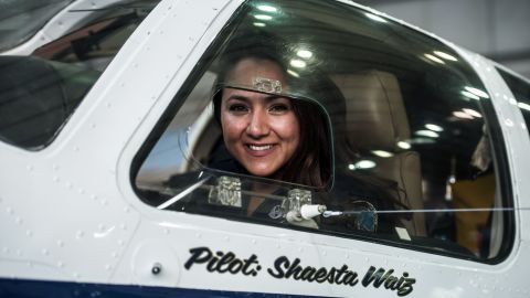 Waiz in her plane at Cairo International Airport on July 2.