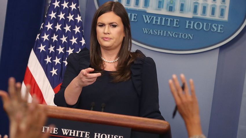 White House Press Secretary Sarah Huckabee Sanders speaks to the media during the daily press briefing at the White House on August 1, 2017 in Washington, DC.  (Photo by Mark Wilson/Getty Images)