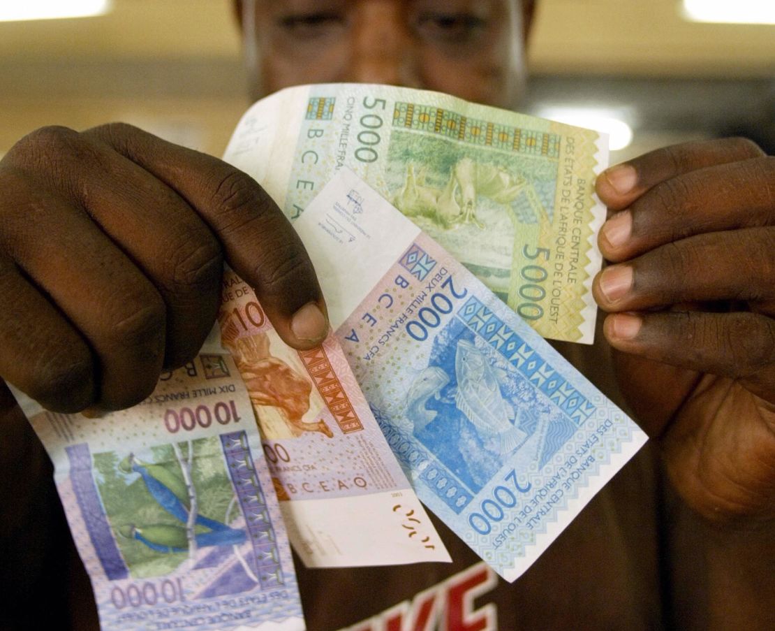 New CFA banknotes in Dakar, Senegal. 