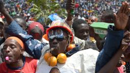 Supporters of Kenya's veteran opposition leader and former prime minister Raila Odinga, attend a rally in the capital Nairobi on April 27, 2017, ahead of the forthcoming elections in August.