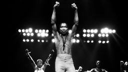 DETROIT - 1986:  Musician Fela Kuti performs at Orchestra Hall in Detroit, Michigan, in 1986. (Photo by Leni Sinclair/Michael Ochs Archives/Getty Images) 