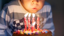 Adorable four year old kid celebrating his birthday and blowing candles on homemade baked cake, indoor. Birthday party for kids.; Shutterstock ID 366532079