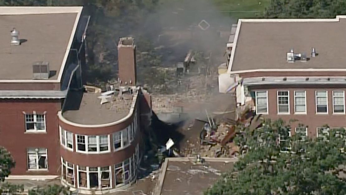 The center section of the building collapsed, authorities said.