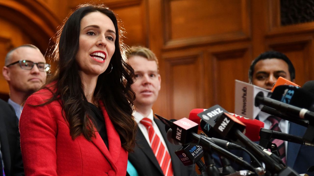 New leader of the Labour Party Jacinda Ardern speaks at her first press conference at Parliament in Wellington on August 1.