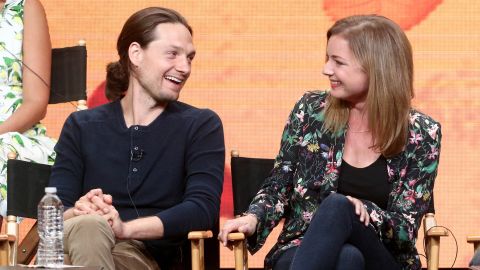 Actors Gregory Smith (L) and Emily VanCamp of ''Everwood' speak onstage during the CW portion of the 2017 Summer Television Critics Association Press Tour at The Beverly Hilton Hotel on August 2, 2017 in Beverly Hills, California.