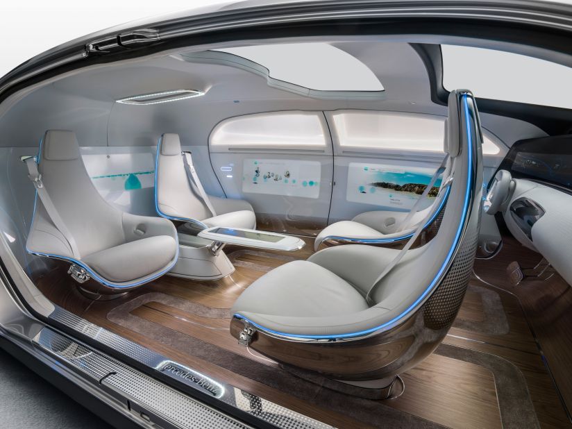 The cabin of the F 015 is designed to allow users to experiment with what they'd like to do when vehicles are able to drive themselves.