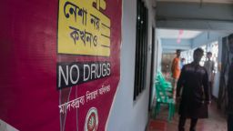 A sign points the way into a rehab in Cox's Bazar in Bangladesh. Since the yaba methamphetamine crisis began, 80% of clients here are using the drug problematically.