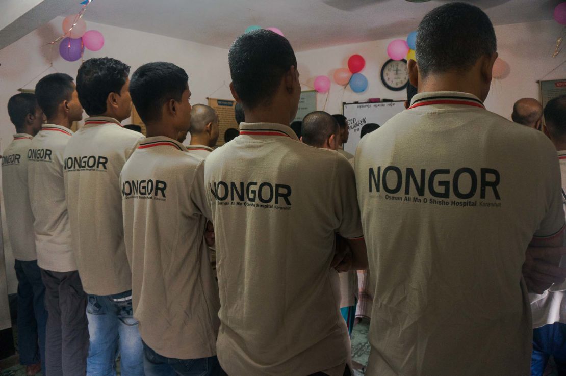 Clients at NONGOR drug treatment centre in Cox's Bazar. They want to remain anonymous as some were involved in crime and drug trafficking but, for now, they are clean and sober.