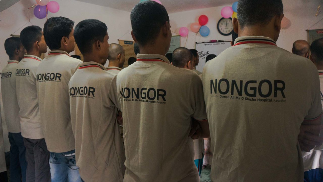 Clients at NONGOR drug treatment centre in Cox's Bazar. They want to remain anonymous as some were involved in crime and drug trafficking but, for now, they are clean and sober.